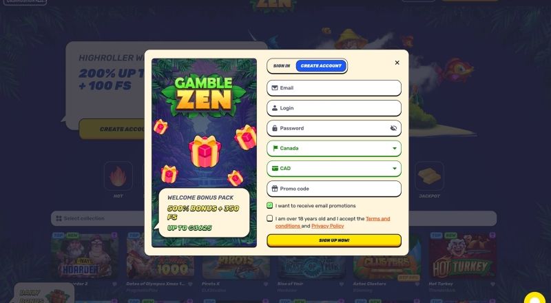 Gamblezen Sign Up