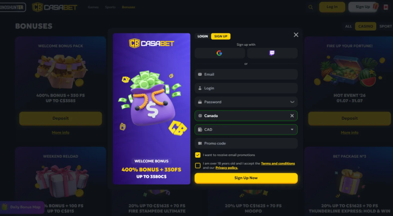 Casabet Casino Sign Up