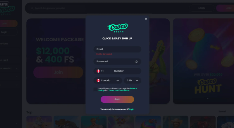 Crocoslots Casino Sign Up