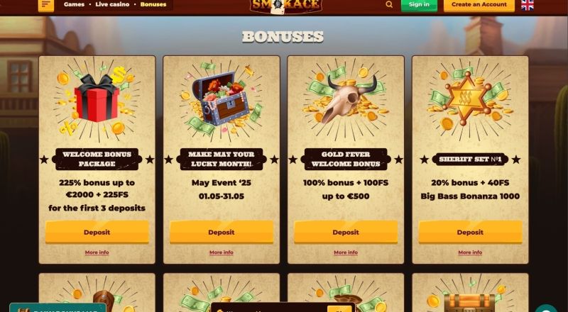 SmokeAce Casino Bonuses