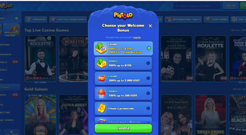 Pistolo Casino Sign Up