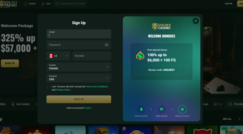 Goldex Casino Sign Up