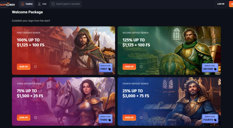 Slotlords Casino Bonuses