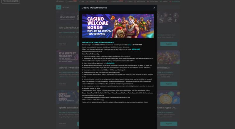 Cosmobet Casino Welcome bonus
