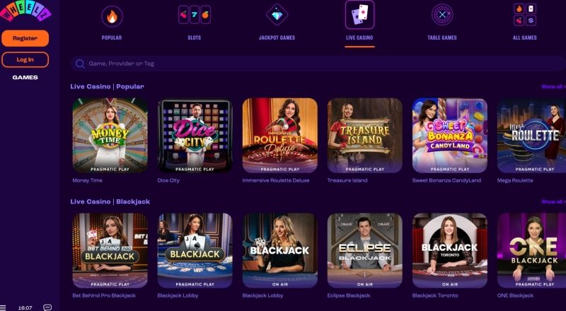 Wheelz Live Casino