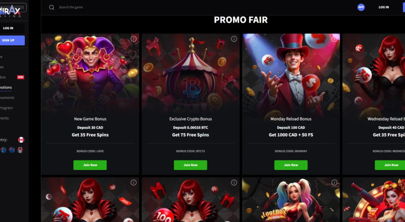 Mirax Casino Bonuses