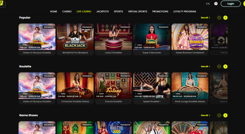 Bluffbet Casino Live Games