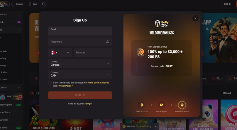 Hollywin Casino Sign Up
