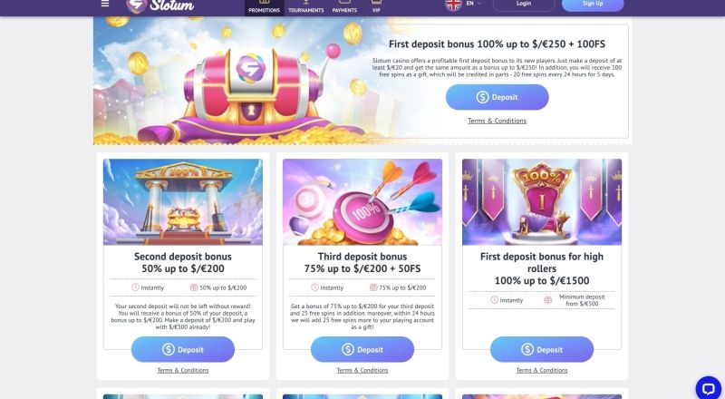 Slotum Casino Bonuses