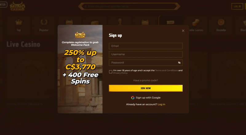 Mino Casino Sign Up