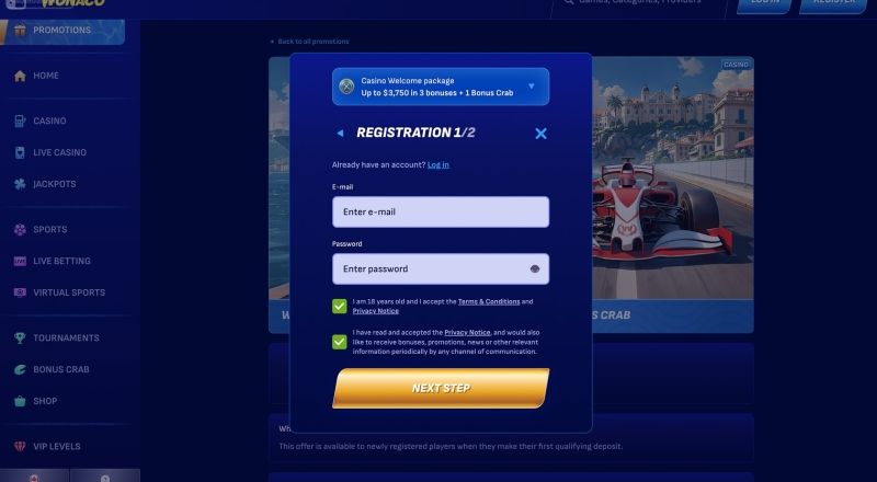 Wonaco Casino Sign Up