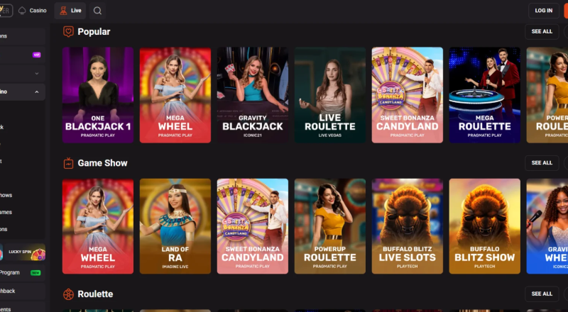 Hollywin Casino Live Games