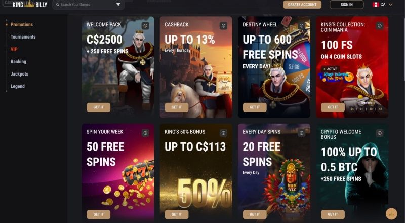 KingBilly Casino Promotions
