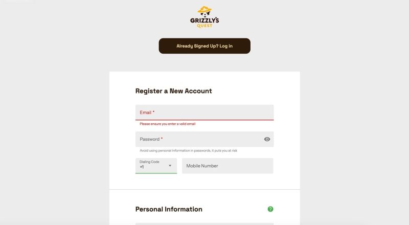 Grizzlys Quest Casino Sign Up