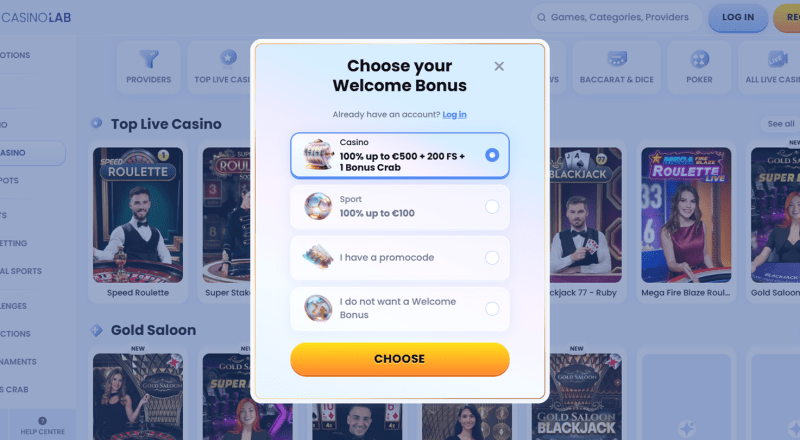 Casinolab Casino Sign Up
