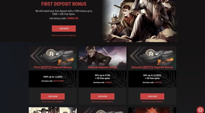 Cobra Casino Bonuses