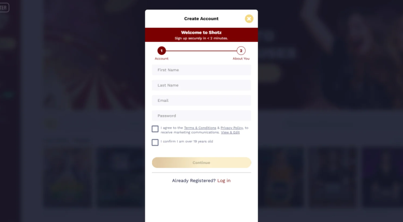 Shotz Casino Sign Up