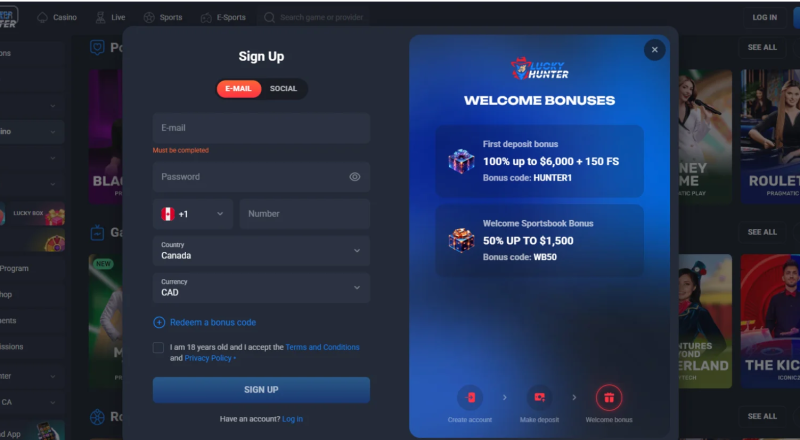 Lucky Hunter Casino Sign Up