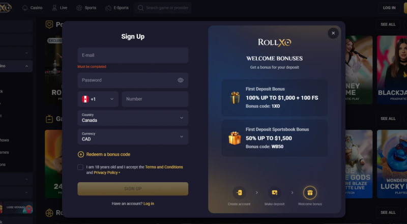 RollXO Casino Sign Up