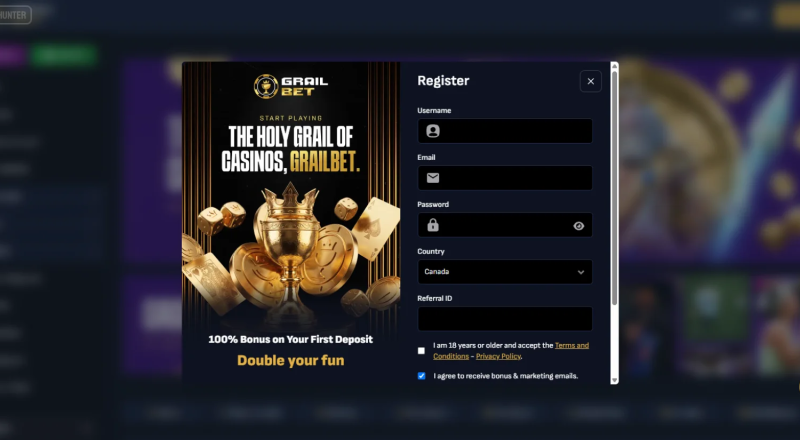 Grailbet Casino Sign Up