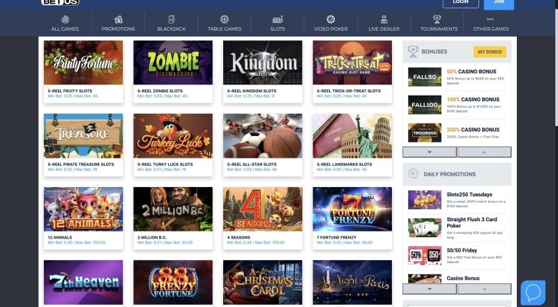 BetUS Casino Games